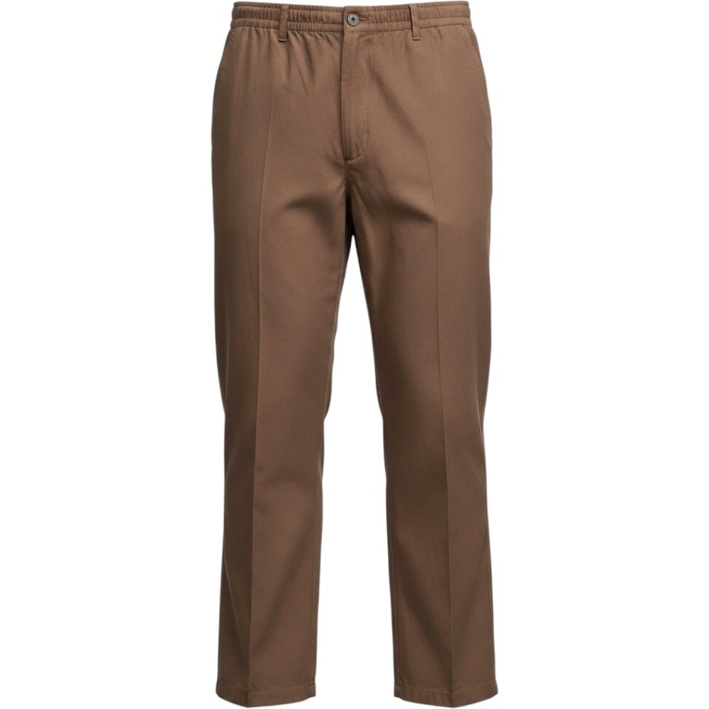 Haband Casual Joe Mens Elastic Waist Pants Brown W52 Inseam L Cotton Blend 075